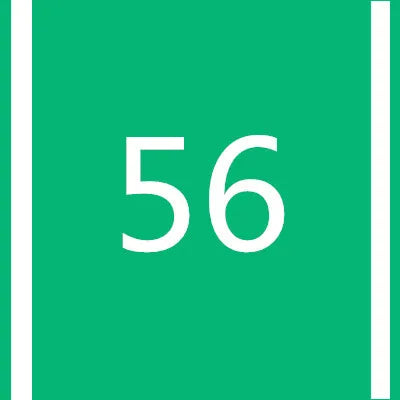 A green rectangular marker with the number 56 printed in white.