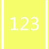 A yellow vertical rectangle with the number 123 written in white.