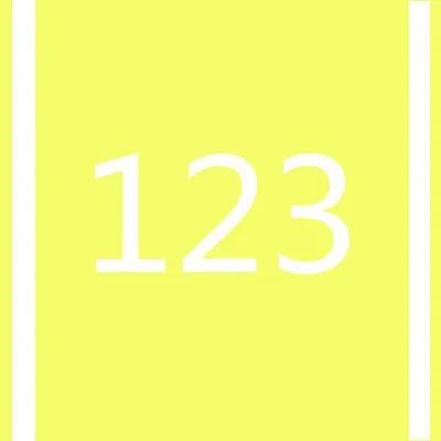 A yellow vertical rectangle with the number 123 written in white.