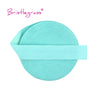 A light turquoise elastic hair tie or trim, wrapped around a circular band.