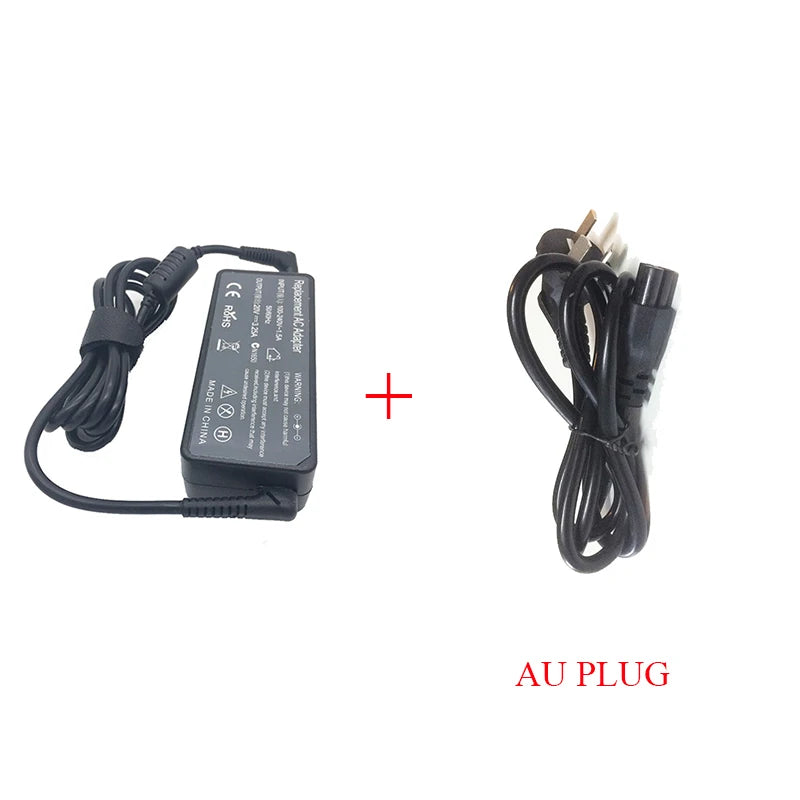 Black universal laptop power adapter with a plug and cable.