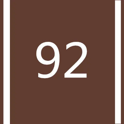 A brown square background with the white number 92 centered, framed by vertical white bars.