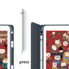 A close-up of a pink composition book cover featuring an exclusive design with a pen hole.