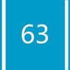 A teal square with a white number 63 centered on it.