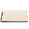A rectangular beige mouse pad made of aluminum and PU leather.