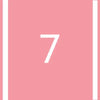 A pink square background with the white number 7 centered.