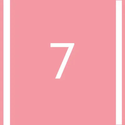 A pink square background with the white number 7 centered.