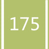 A square image with a light olive green background and a vertical light green border, featuring the number 175 in white text.
