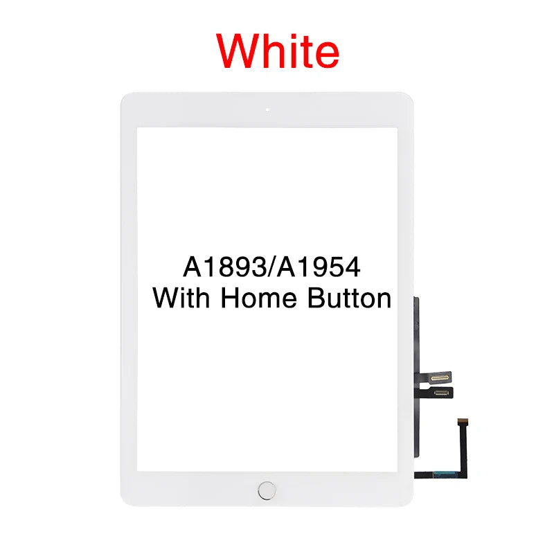 White LCD touch screen digitizer for iPad with a home button.