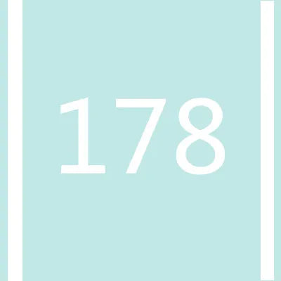 A light mint green square background with the number 178 in white font.