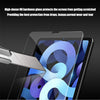 A silver tool is applying a high-density 9H hardness glass screen protector to an iPad Pro screen.