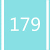 A light blue square with a vertical white stripe and the number 179 in white font.