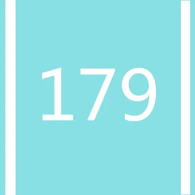 A light blue square with a vertical white stripe and the number 179 in white font.