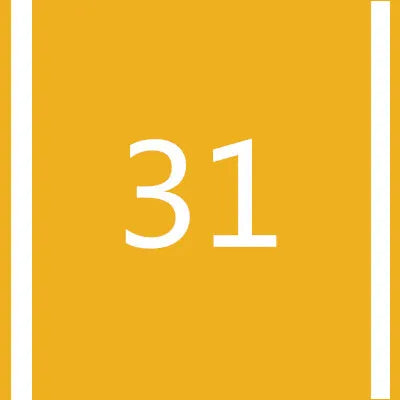 A square yellow marker with a vertical white stripe and the number 31 printed in white.