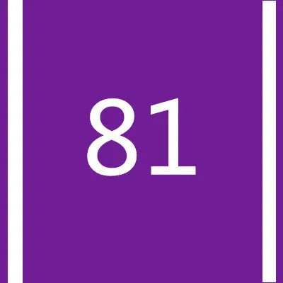 A purple square background with the white number 81 centered, framed by vertical white bars.