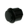 A black arcade push button game switch with a cylindrical body and a round top.