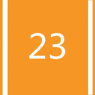 Orange square background with the white number 23 centered.