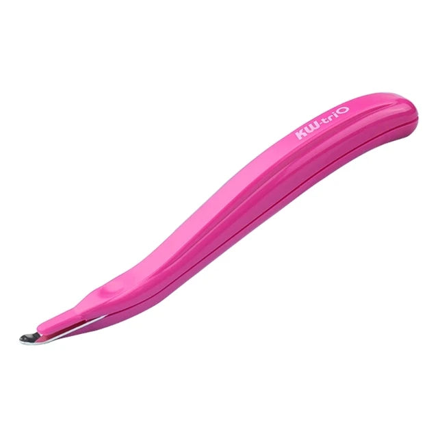 A bright pink magnetic staple remover with a push-button action.