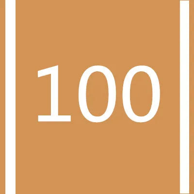 A square brown background with a white number 100 centered on it.