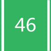 A green square with a white number 46 centered within a vertical white border.