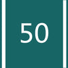 A square teal marker with the number 50 printed in white.