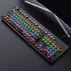 A close-up view of a black retro punk mechanical keyboard with colorful keycaps and a flexible cable.