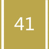 A square background with vertical stripes in gold and white, featuring the number 41 in white.