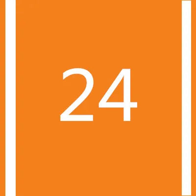 Orange rectangular marker with the number 24 in white font.