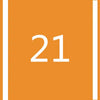 Orange square background with the white number 21 centered.