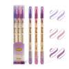 A set of three purple and pink twin markers for watercolor art displayed in packaging and individual tubes.