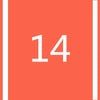 A square orange-red marker with the number 14 printed in white.