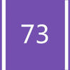 A purple square with a white number 73 centered on it.