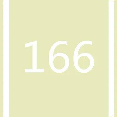 A pale yellow vertical rectangle with the number 166 written in white.