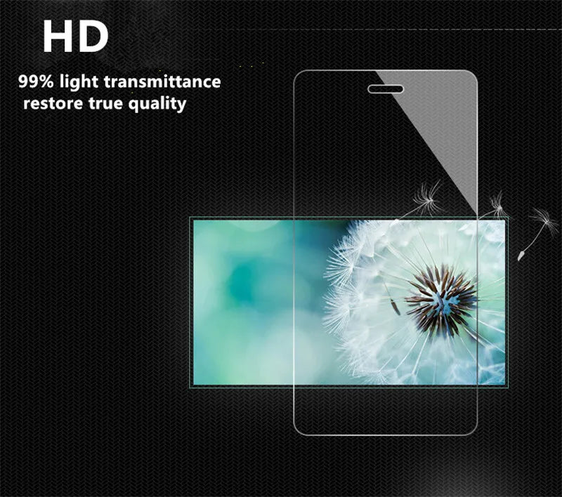 A close-up of a tempered glass screen protector being applied to a tablet screen, showing light transmittance.