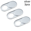 Three silver ultra-thin magnetic webcam privacy covers.