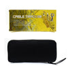 A yellow box for a cable tracker tool next to a black carrying pouch.
