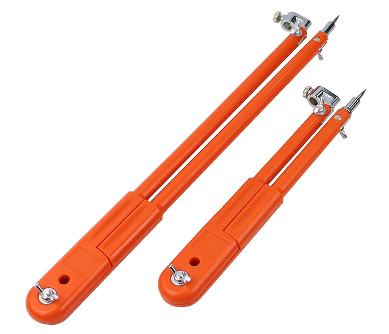 Orange adjustable woodworking marking compass with pencil holder tool