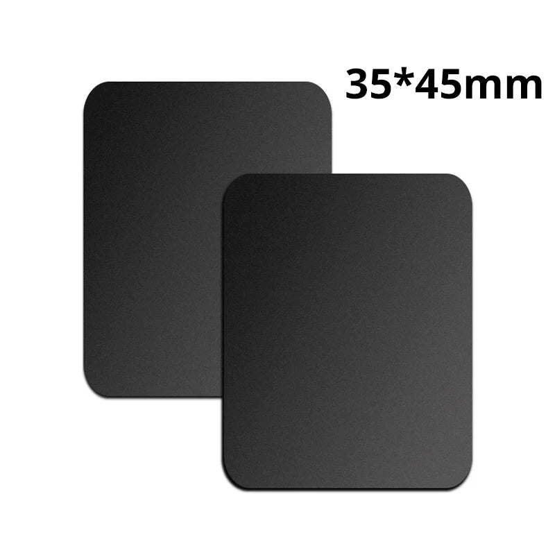 Black magnetic mount plates measuring 35x45mm for phones and devices