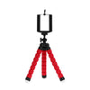 Black flexible mini tripod with a square mount and red shockproof legs.