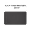Tablette HUION H950P gris foncé, modèle sans batterie, vue de face.