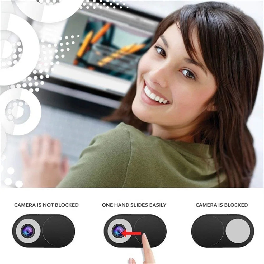 Demonstration of a slim camera slider for digital privacy showing how it can be easily slid into or out of a device.