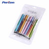 A clear plastic package containing multiple metal stylus pens with various colors for universal touchscreen use.