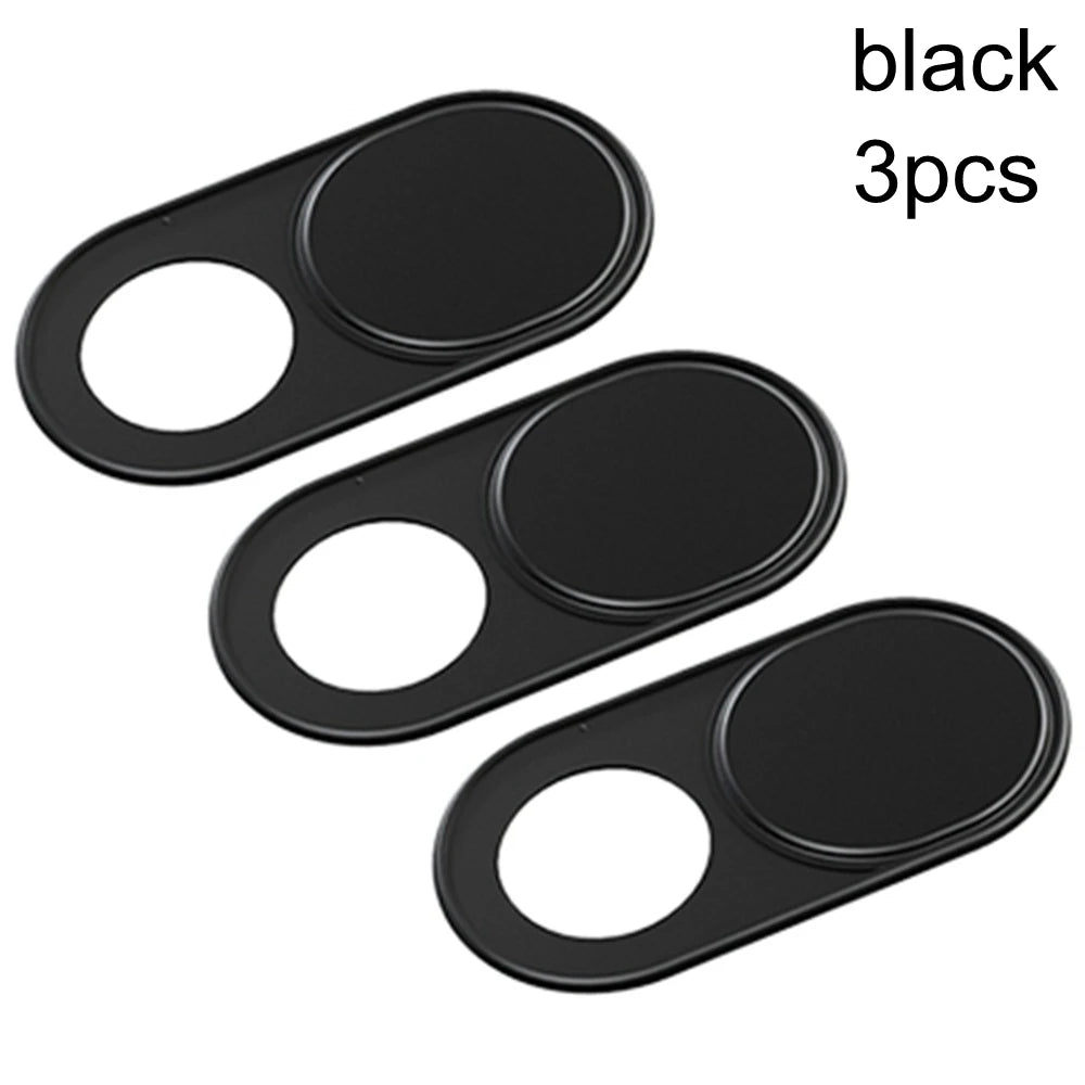Three black ultra-thin magnetic webcam privacy covers.