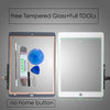 Comparación de un kit completo y de vidrio templado para iPad, incluyendo una tableta con pantalla protectora.