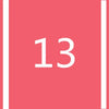 A pink rectangular marker with the number 13 printed in white.