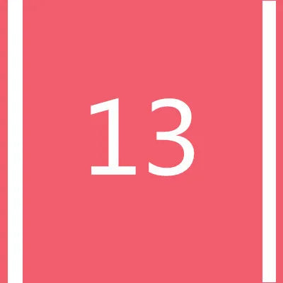 A pink rectangular marker with the number 13 printed in white.