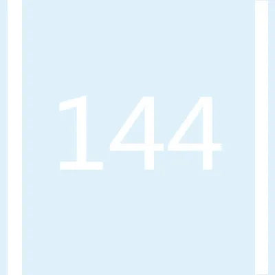 A light blue vertical bar with the number 144 printed in white.