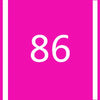 A magenta square background with the white number 86 centered on it.