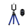 Black flexible mini tripod with a phone clip, featuring blue shockproof legs.