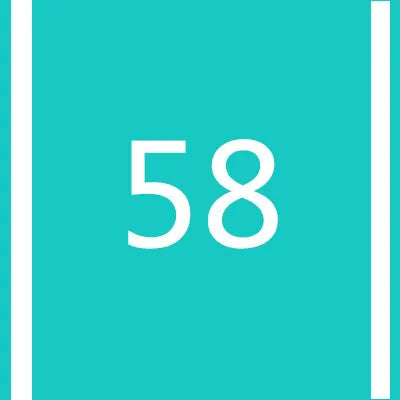 A teal square background with the number 58 in white.